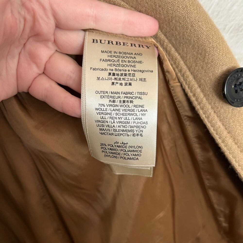 Burberry Camel Wool Coat Trench with Removable Collar and Belt - Picture 8 of 13